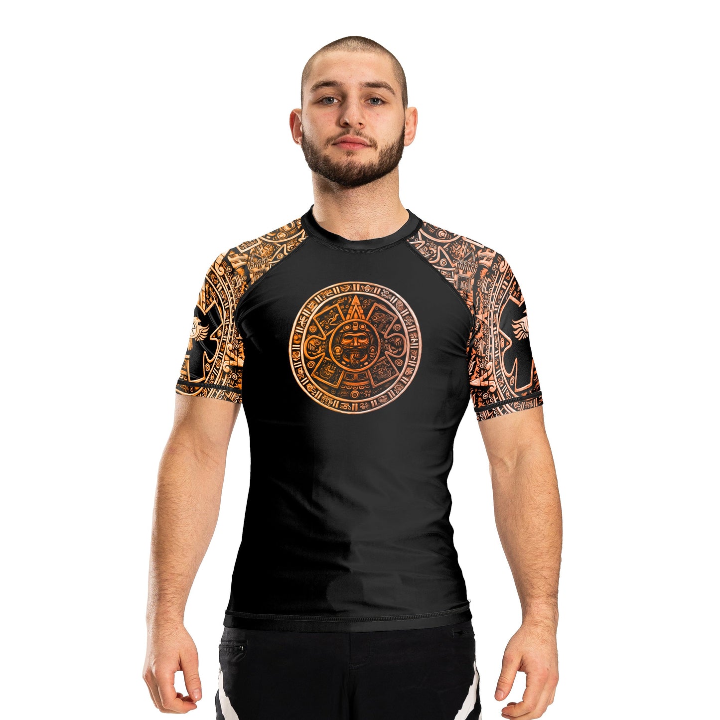 Gods of Mesoamerica Ranked Men's Short Sleeve Rashguard - Raven Fightwear