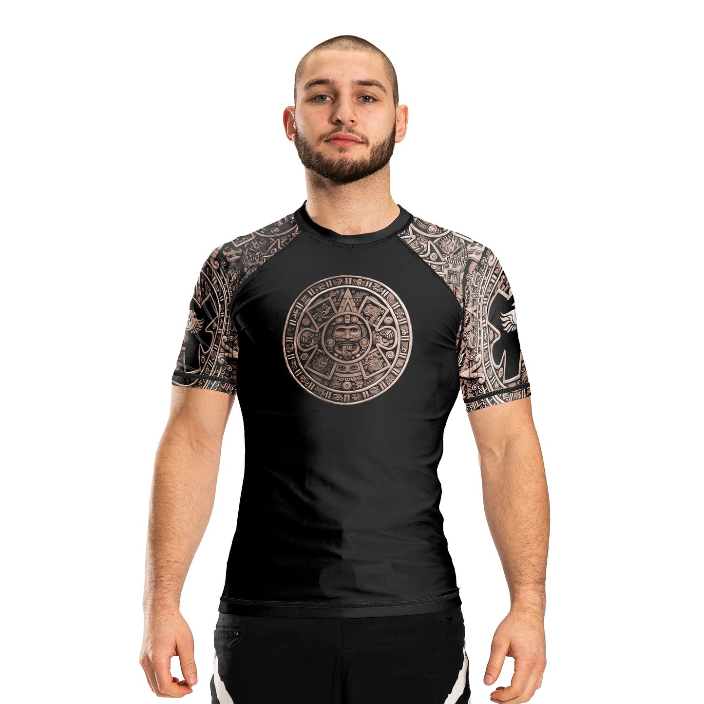 Gods of Mesoamerica Ranked Men's Short Sleeve Rashguard - Raven Fightwear