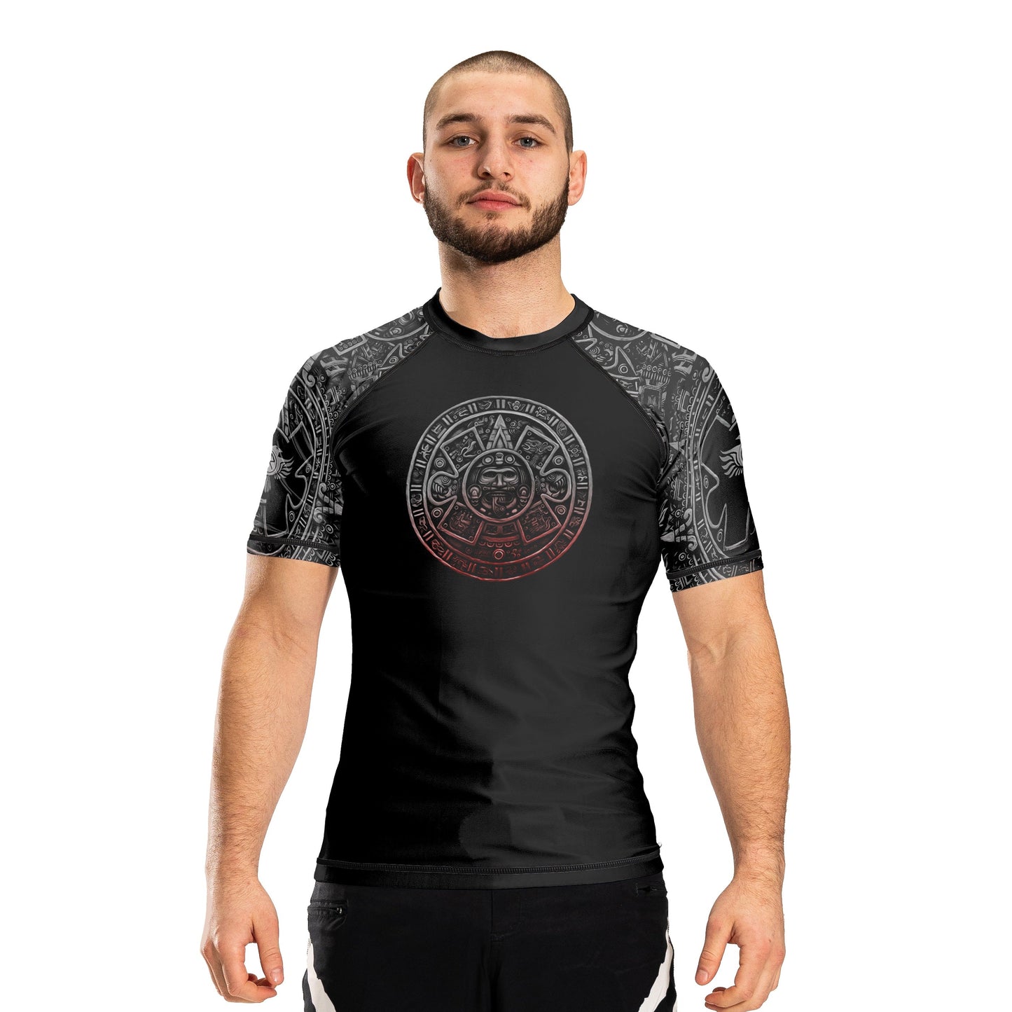 Gods of Mesoamerica Ranked Men's Short Sleeve Rashguard - Raven Fightwear