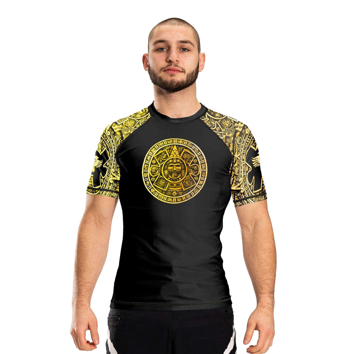 Gods of Mesoamerica Ranked Men's Short Sleeve Rashguard - Raven Fightwear