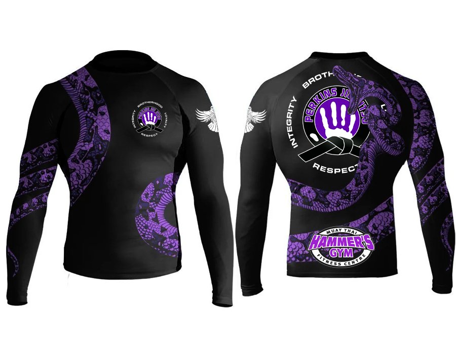Perkins Constrictor Men's Long Sleeve Rashguard - Raven Fightwear