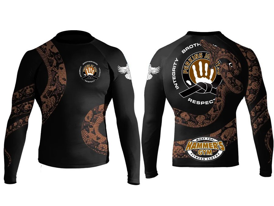 Perkins Constrictor Men's Long Sleeve Rashguard - Raven Fightwear