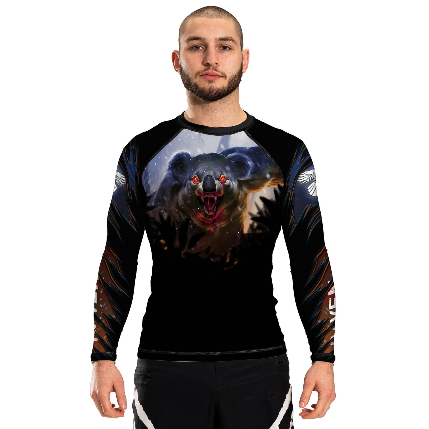 The Dropbear Men's Long Sleeve Rashguard - Raven Fightwear