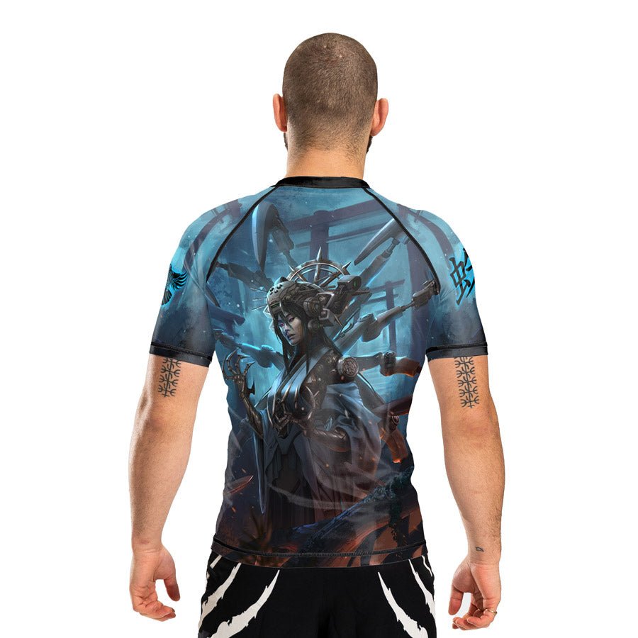 Cyber Jorogumo Men's Short Sleeve Rashguard Back