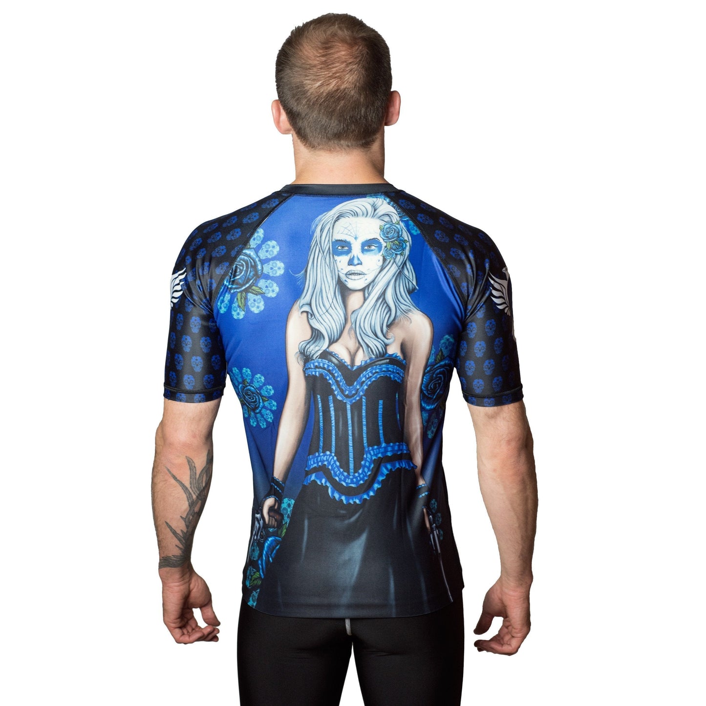 Dia de los muertos Daniella Men's Short Sleeve Rashguard Back