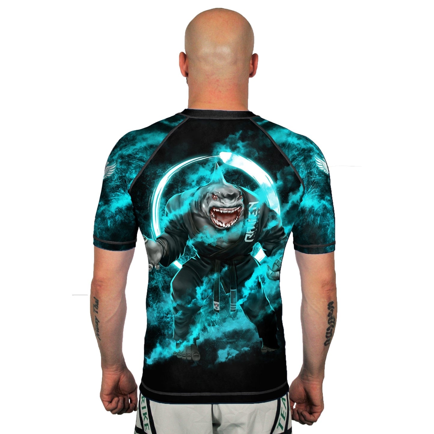 Masters of Jiu Jitsu Great White Men's Short Sleeve Rashguard Back