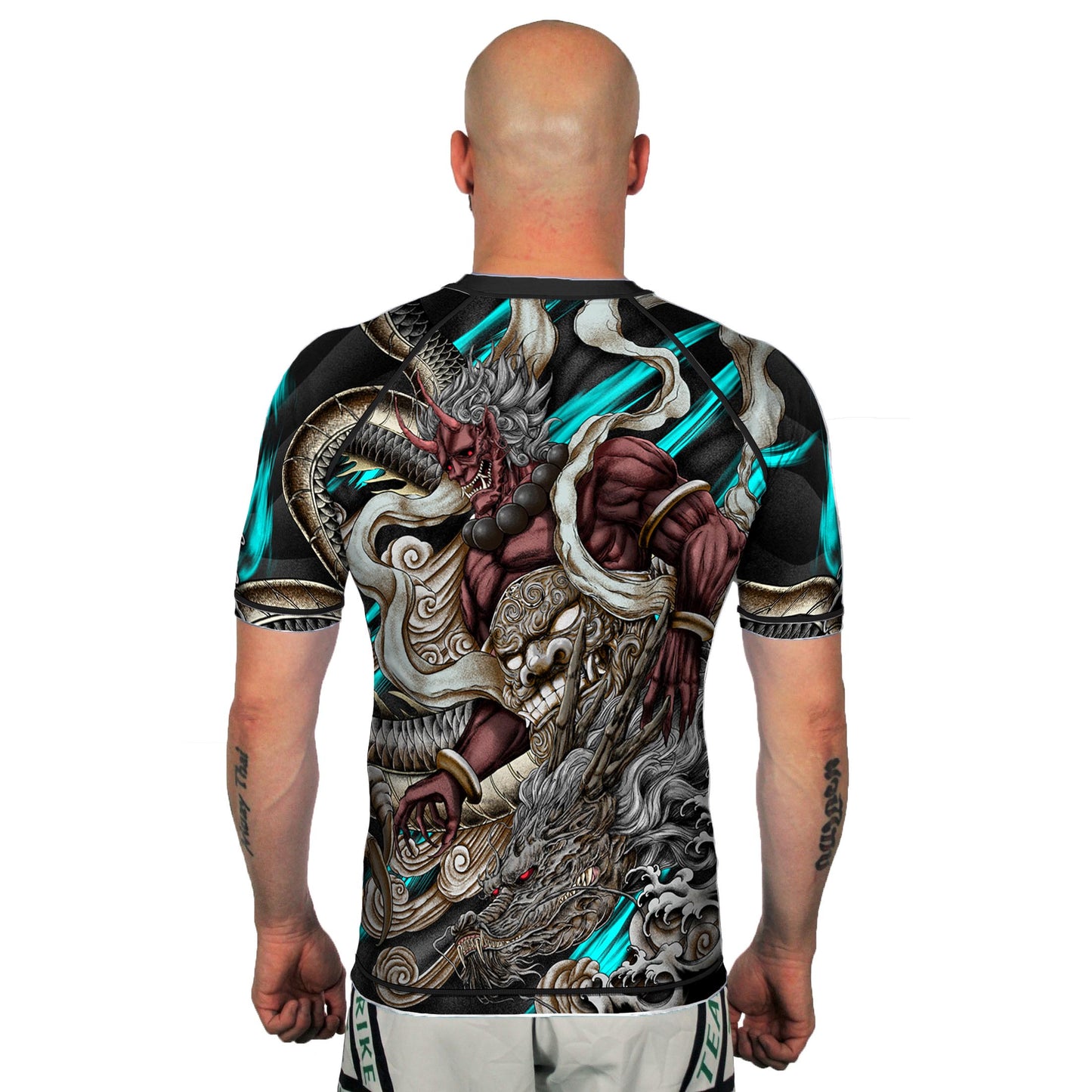 The Oni and The Dragon Men's Short Sleeve Rashguard Back