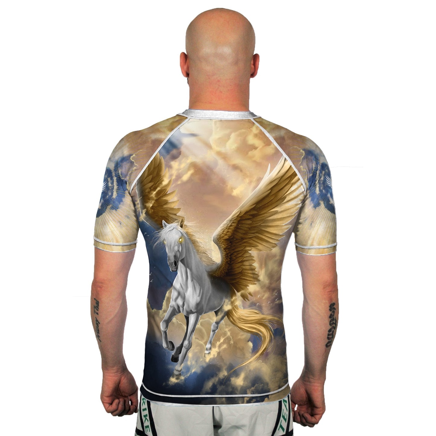 The Pegasus Dawn Men's Short Sleeve Rashguard Back