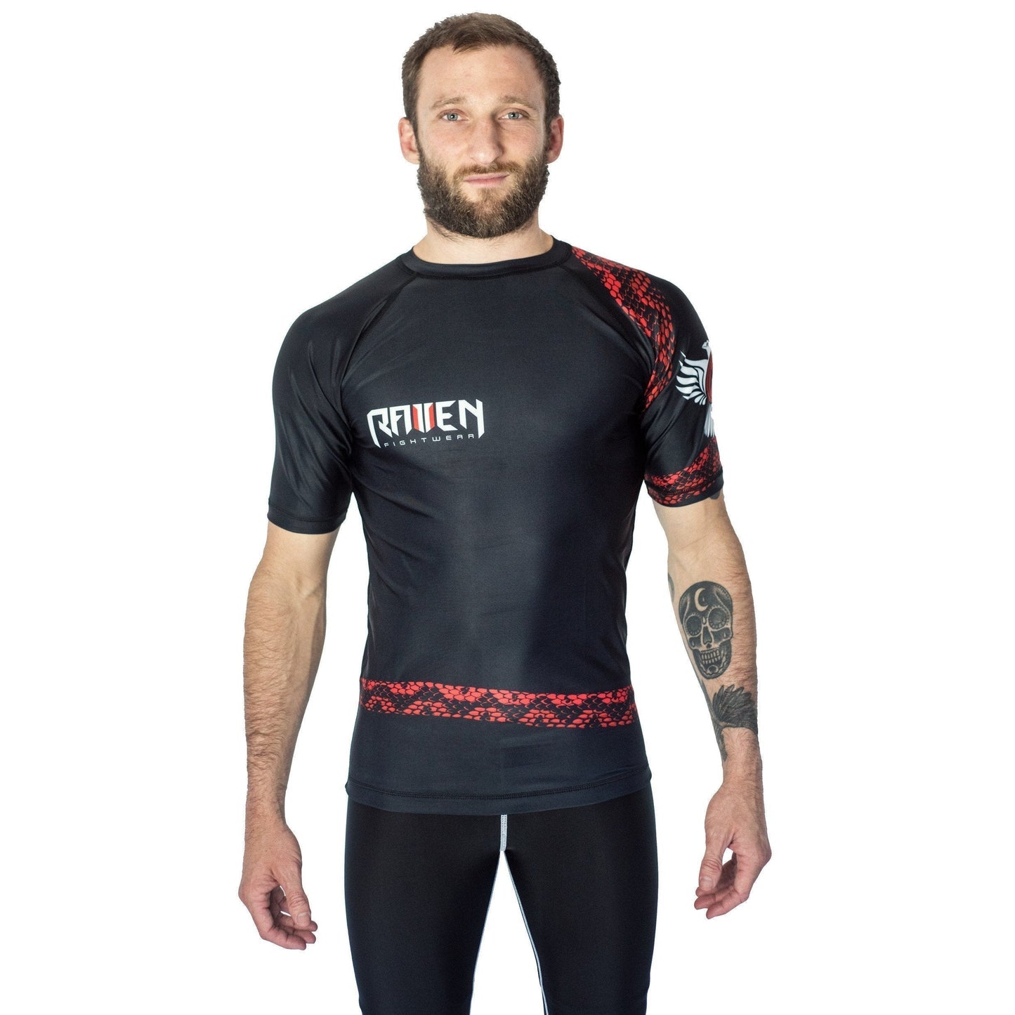 Vipera Red Men's Short Sleeve Rashguard Front