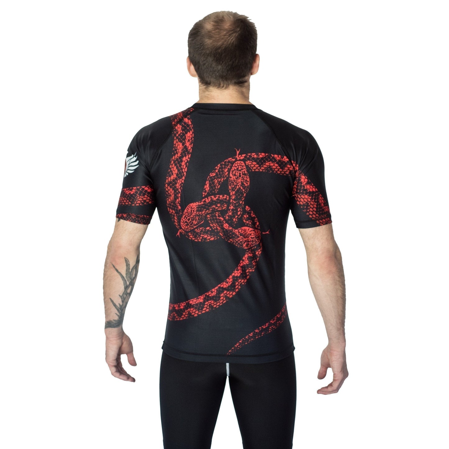 Vipera Red Men's Short Sleeve Rashguard Back