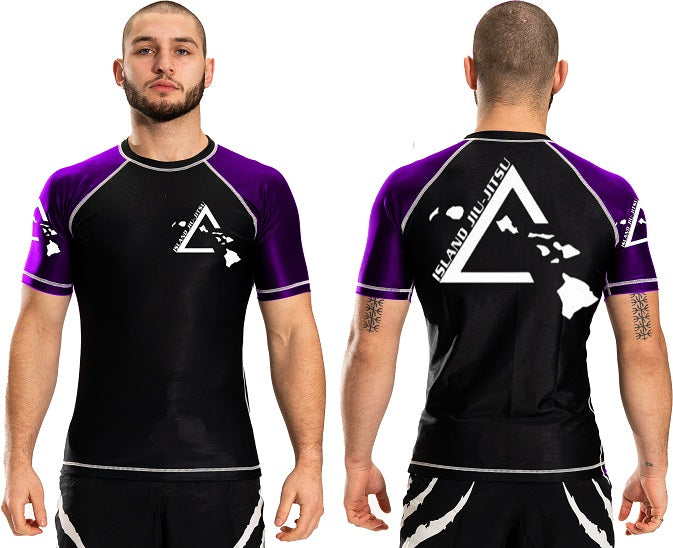 Island Jiu-Jitsu Atlantic Short Sleeve Ranked Plain Rashguard