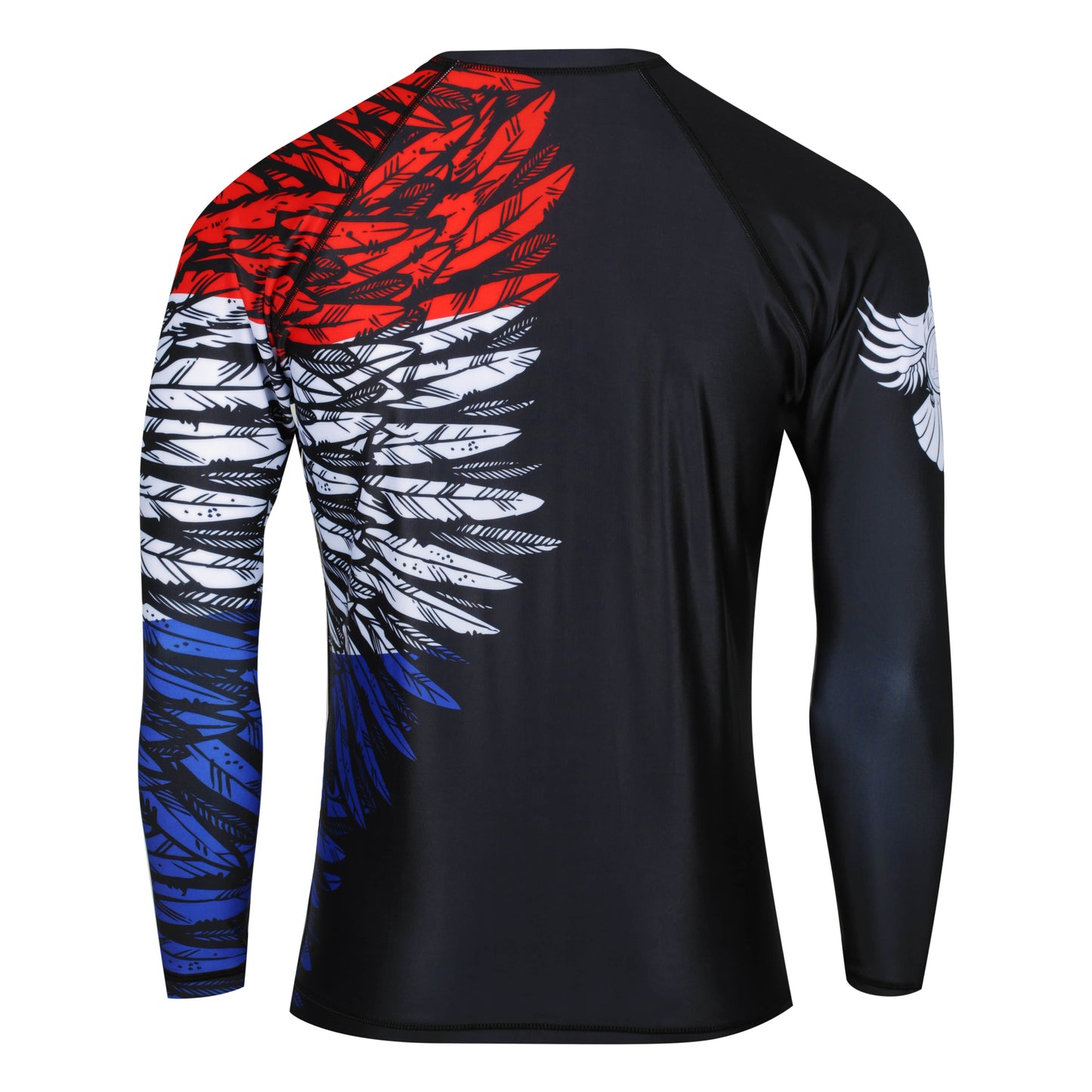 Aerial Assault Red, White and Blue Men's Long Sleeve Rashguard - Raven Fightwear