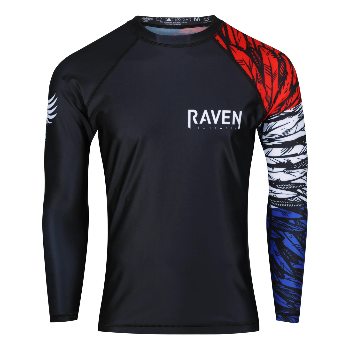 Aerial Assault Red, White and Blue Men's Long Sleeve Rashguard - Raven Fightwear