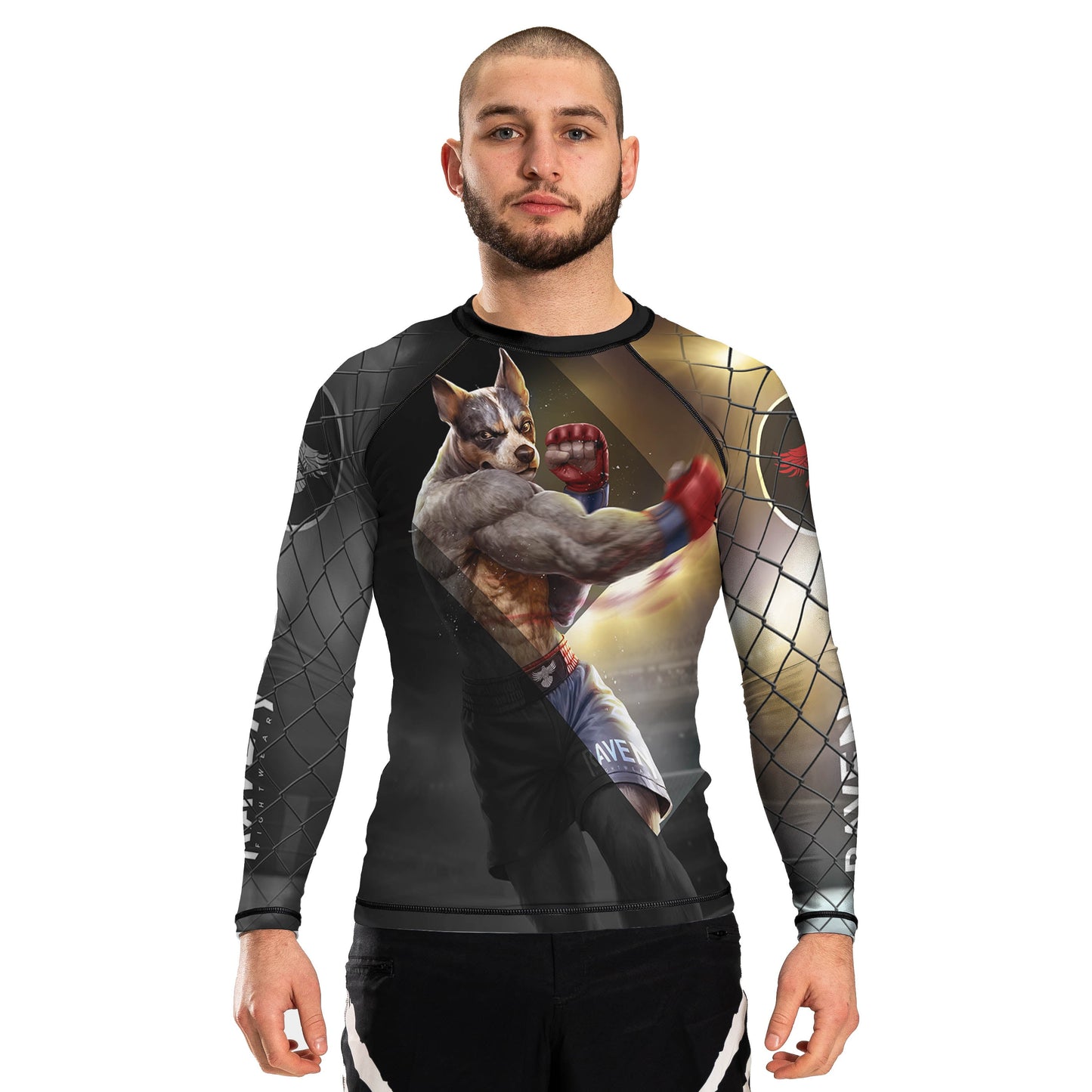 Blue Heeler Brawler Men's Long Sleeve Rashguard - Raven Fightwear