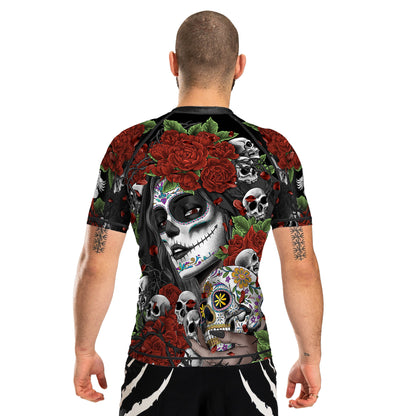 Calaveras y Rosas Men's Short Sleeve Rashguard - Raven Fightwear