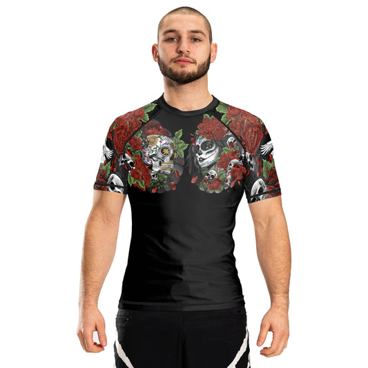Calaveras y Rosas Men's Short Sleeve Rashguard - Raven Fightwear