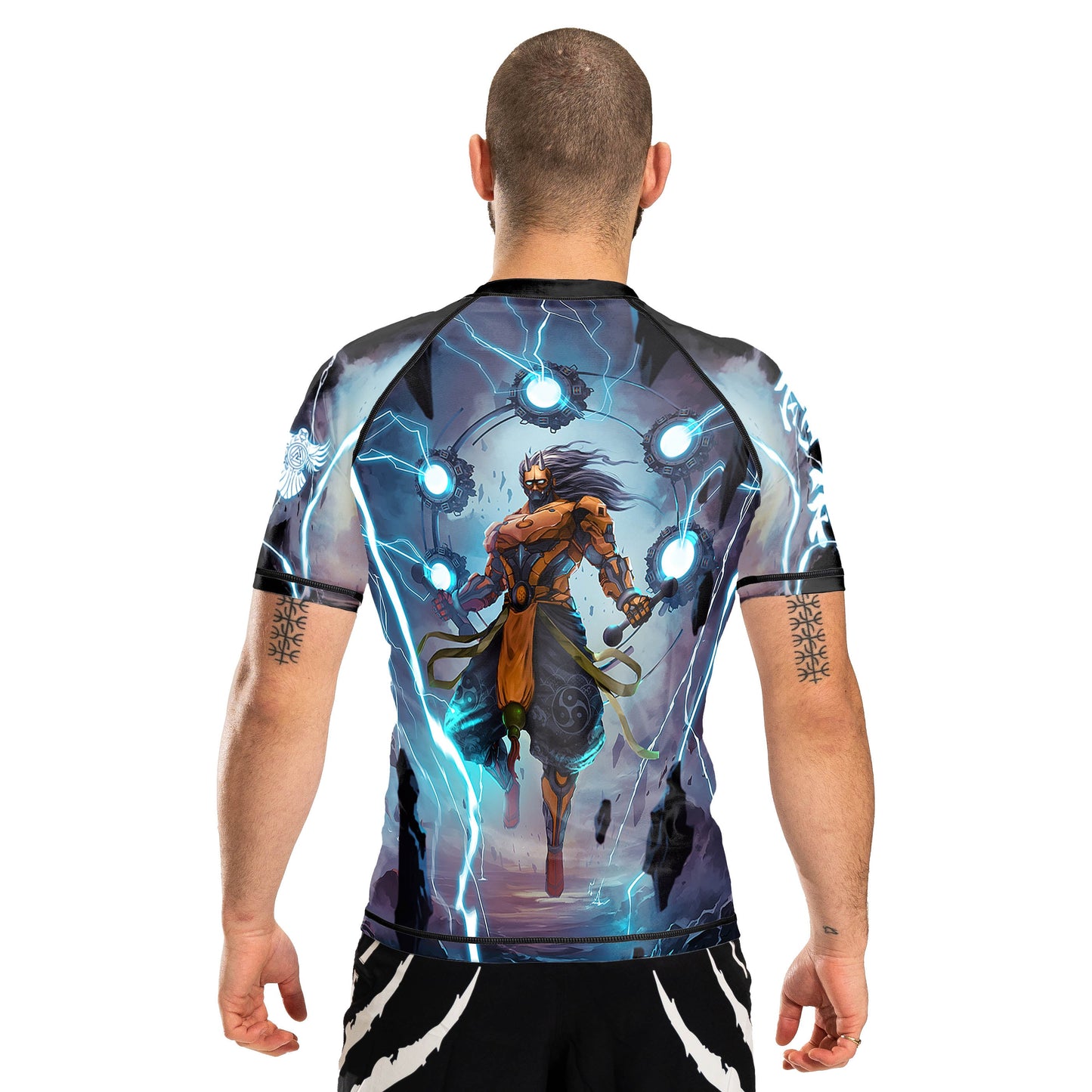 Cyber Raijin Men's Short Sleeve Rashguard Back
