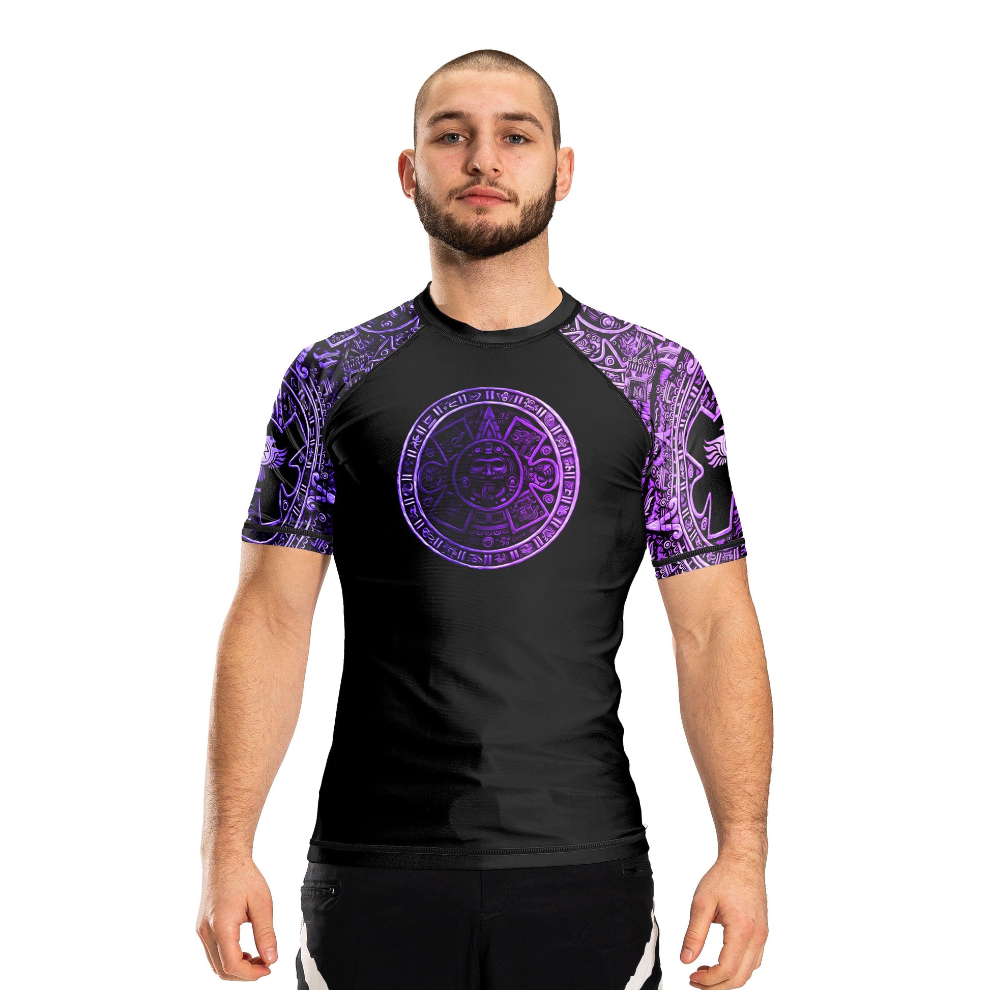 Gods of Mesoamerica Ranked Men's Short Sleeve Rashguard - Raven Fightwear