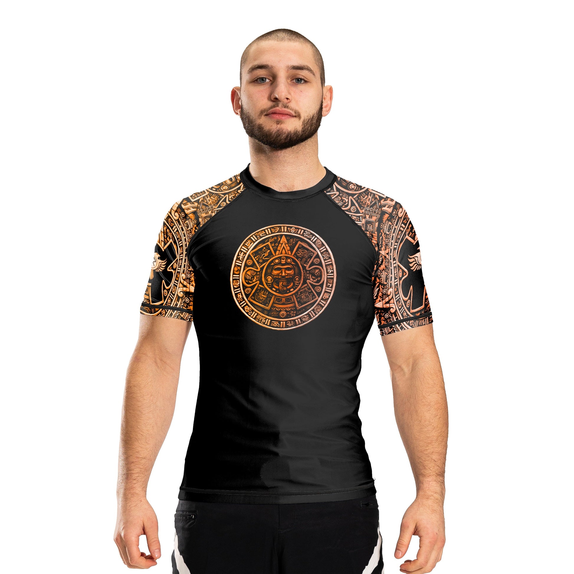 Gods of Mesoamerica Ranked Men's Short Sleeve Rashguard - Raven Fightwear