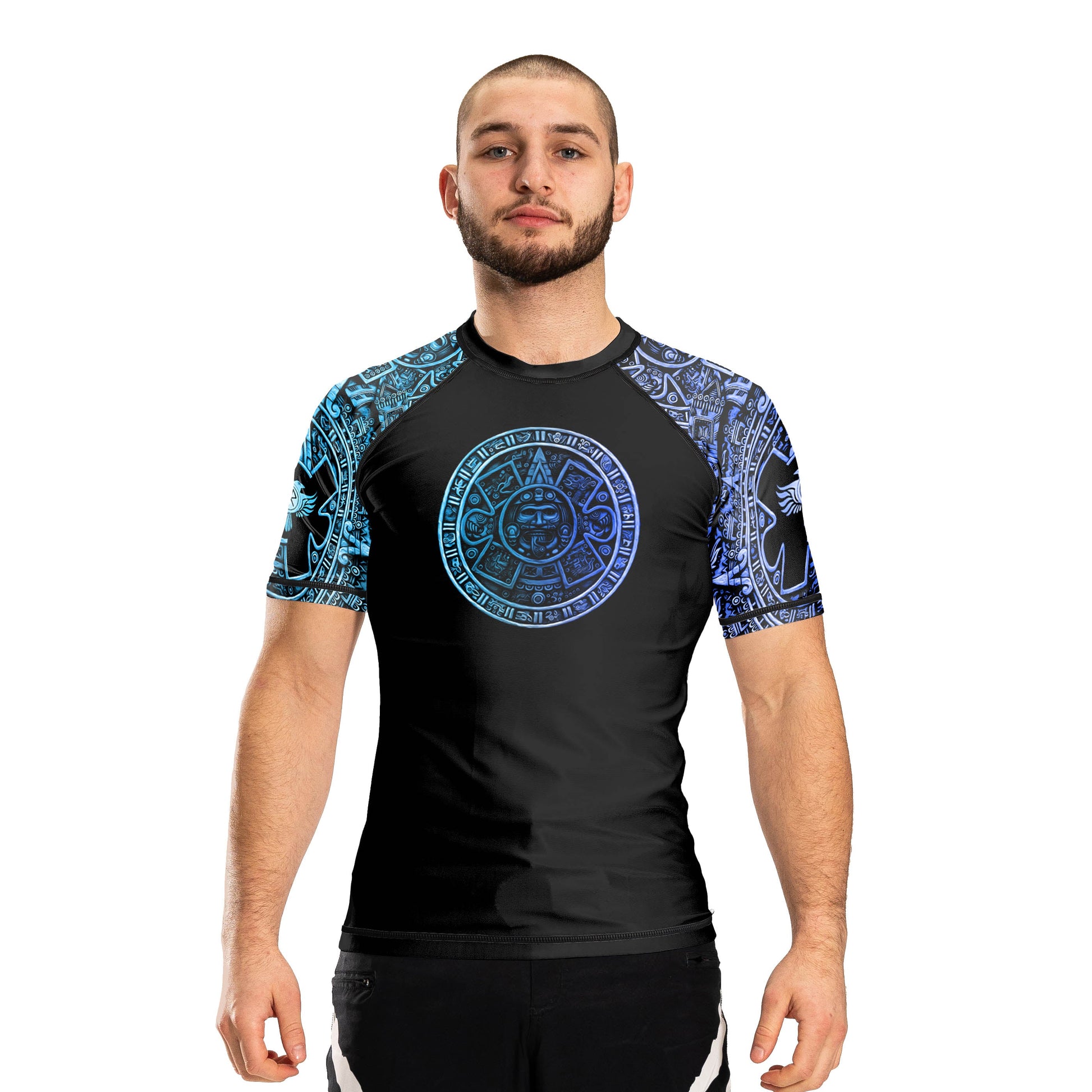 Gods of Mesoamerica Ranked Men's Short Sleeve Rashguard - Raven Fightwear