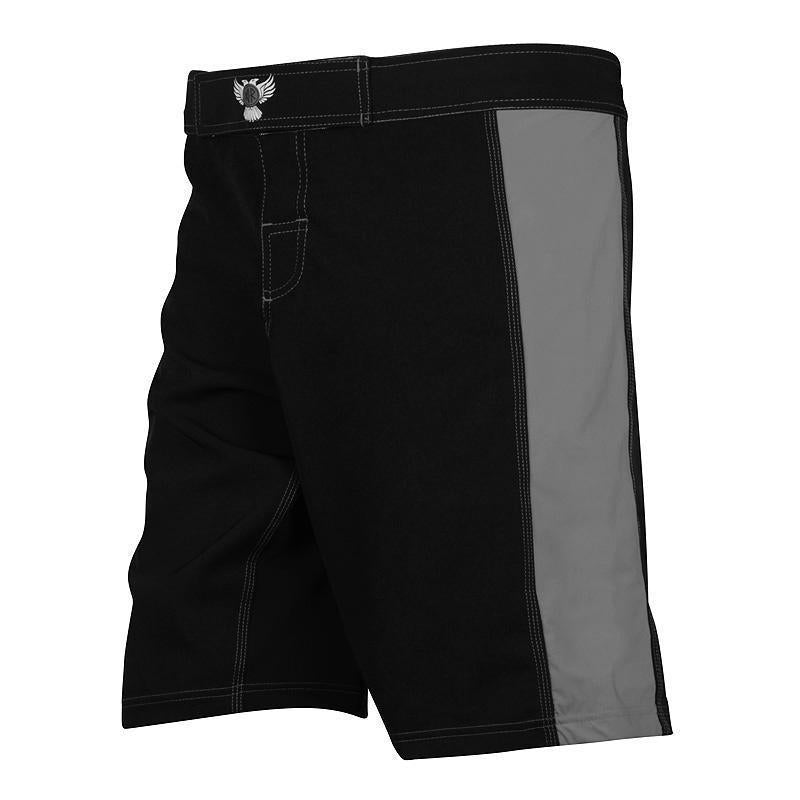 Black and Gray Grappling Shorts Left Side Front View