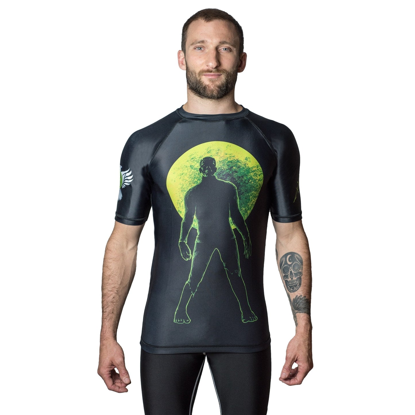 BJJ Horror Frankenstein's Monster Men's Short Sleeve Rashguard Front
