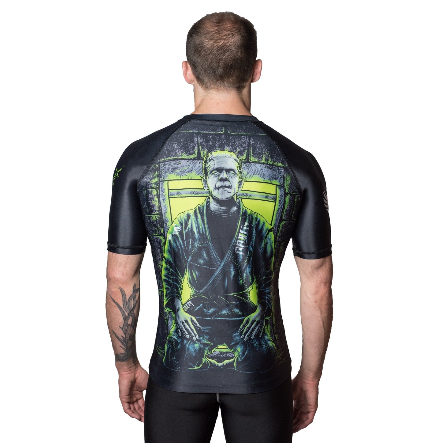 BJJ Horror Frankenstein's Monster Men's Short Sleeve Rashguard Back