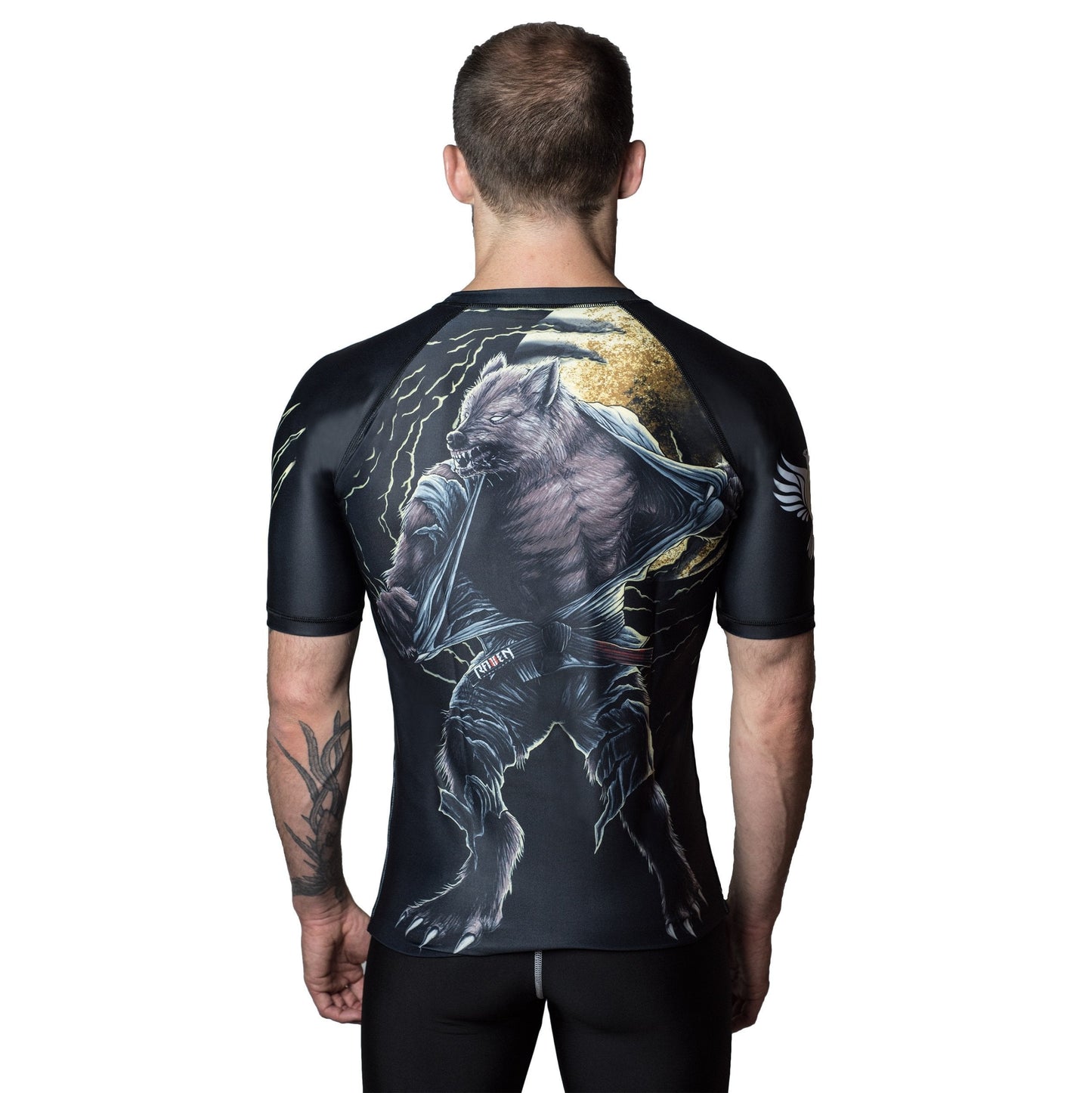 BJJ Horror Werewolf Men's Short Sleeve Rashguard Back