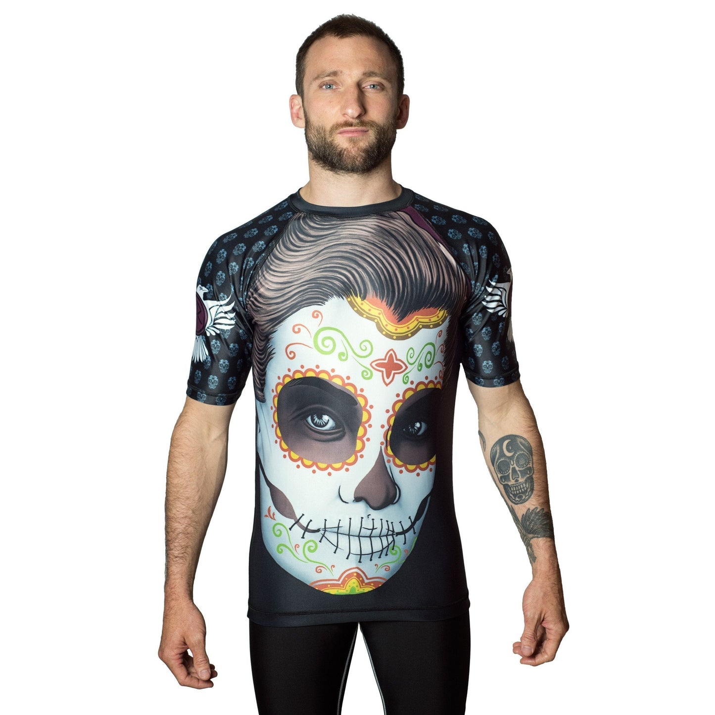 Dia de los muertos Gabriella Men's Short Sleeve Rashguard Front