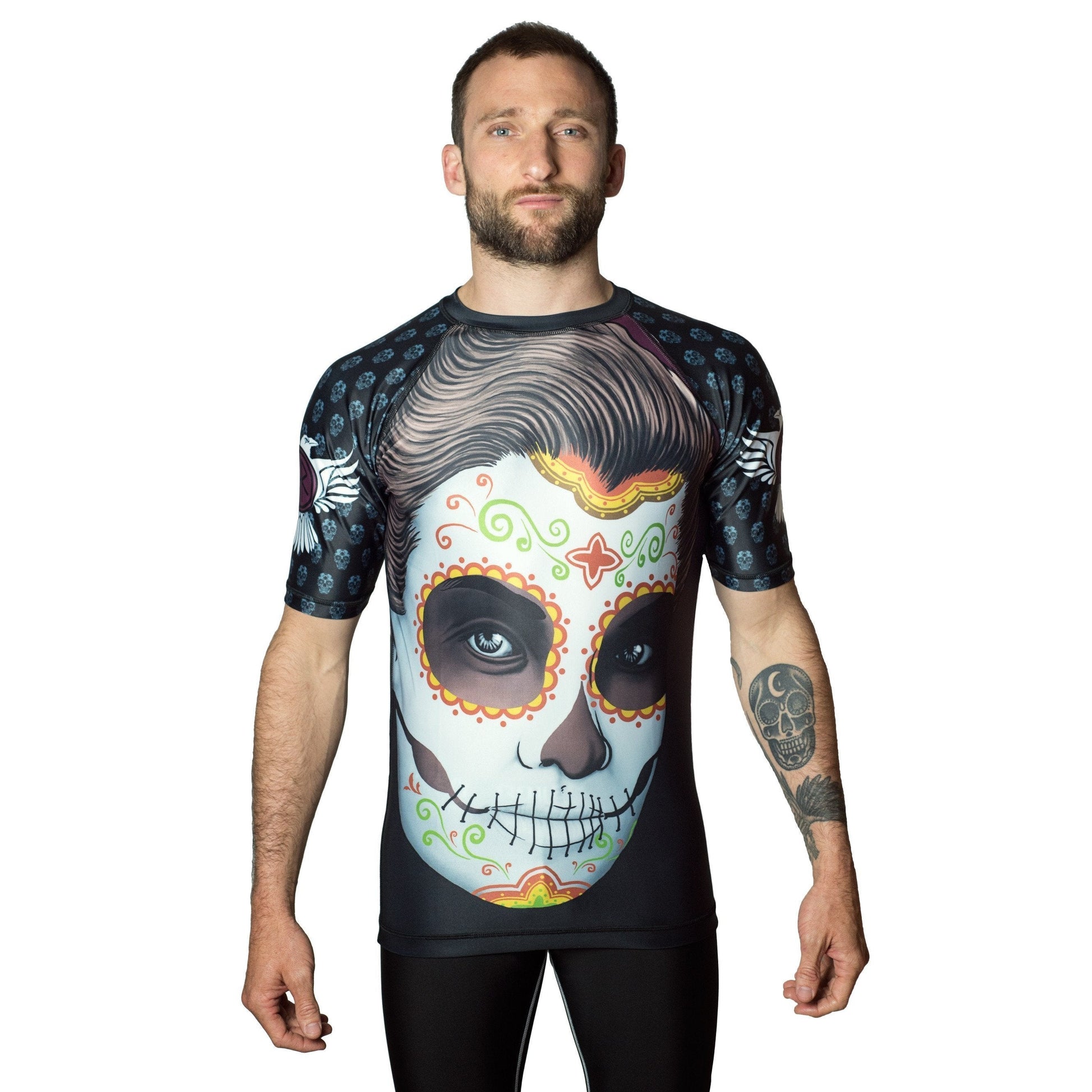 Dia de los muertos Gabriella Men's Short Sleeve Rashguard Front