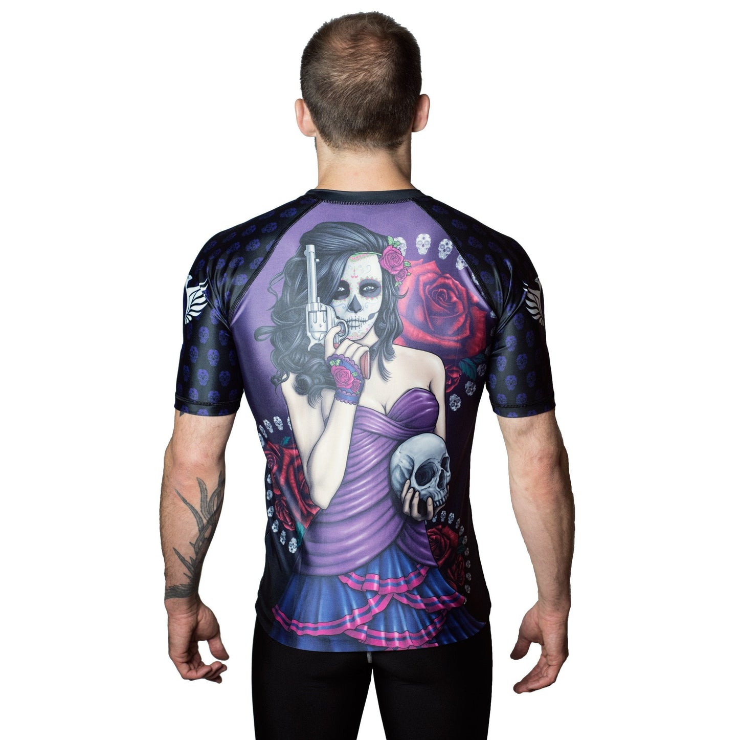 Dia de los muertos Isabella Men's Short Sleeve Rashguard Back