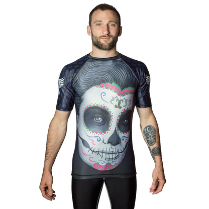 Dia de los muertos Isabella Men's Short Sleeve Rashguard Front