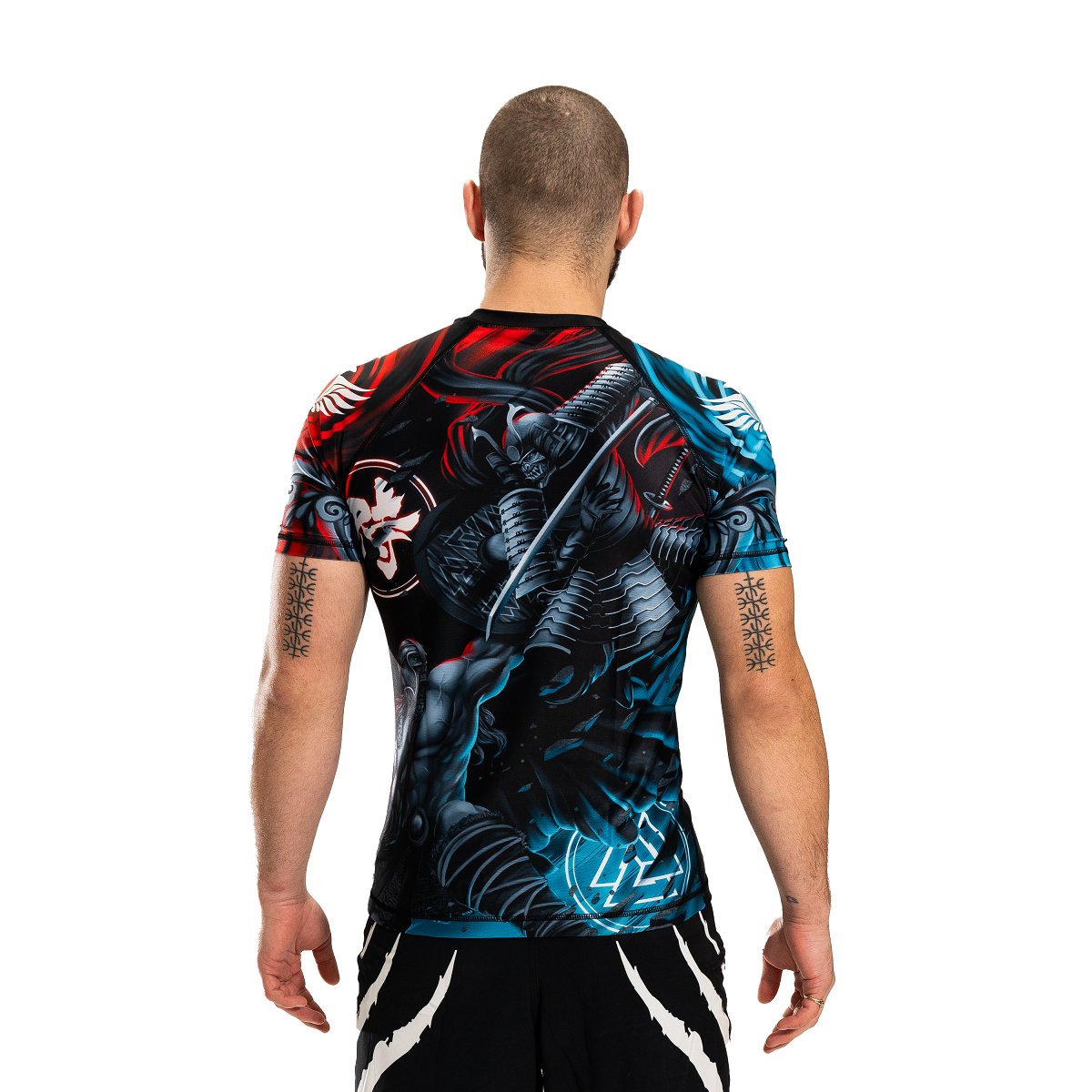 East meets West Men's Short Sleeve Rashguard Photo Two Back