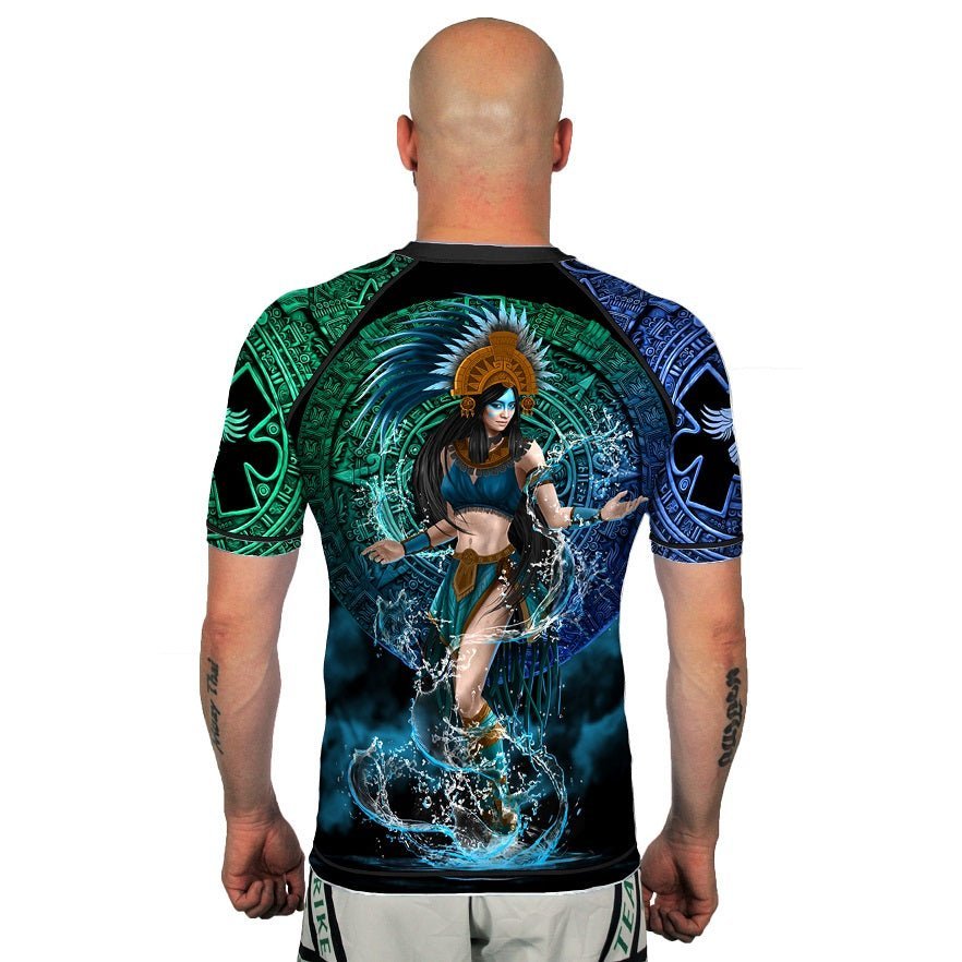 Gods of Mesoamerica Chalchiuhtlicue Men's Short Sleeve Rashguard Back