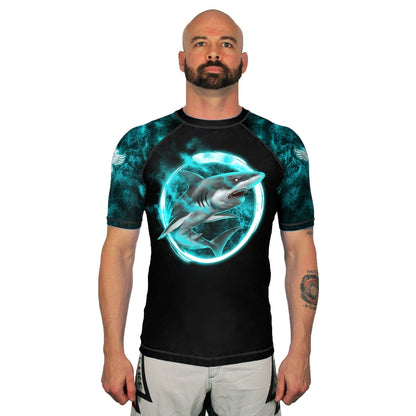 Masters of Jiu Jitsu Great White Men's Short Sleeve Rashguard Front