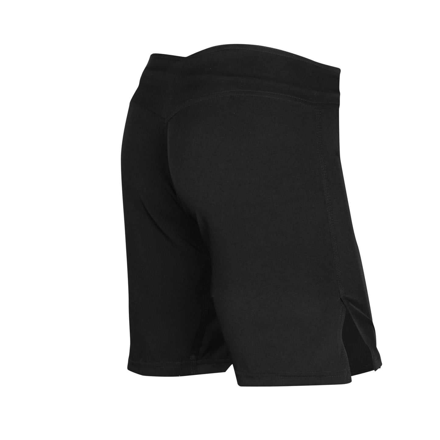 Plain Black Women's Fight Shorts Rear Right Side