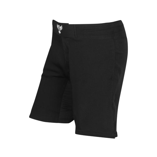 Plain Black Women's Fight Shorts Front Left Side