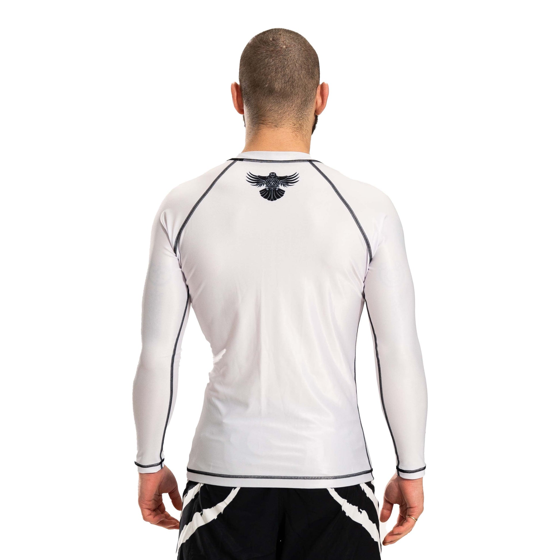 Plain White Men's Long Sleeve Rashguard Back