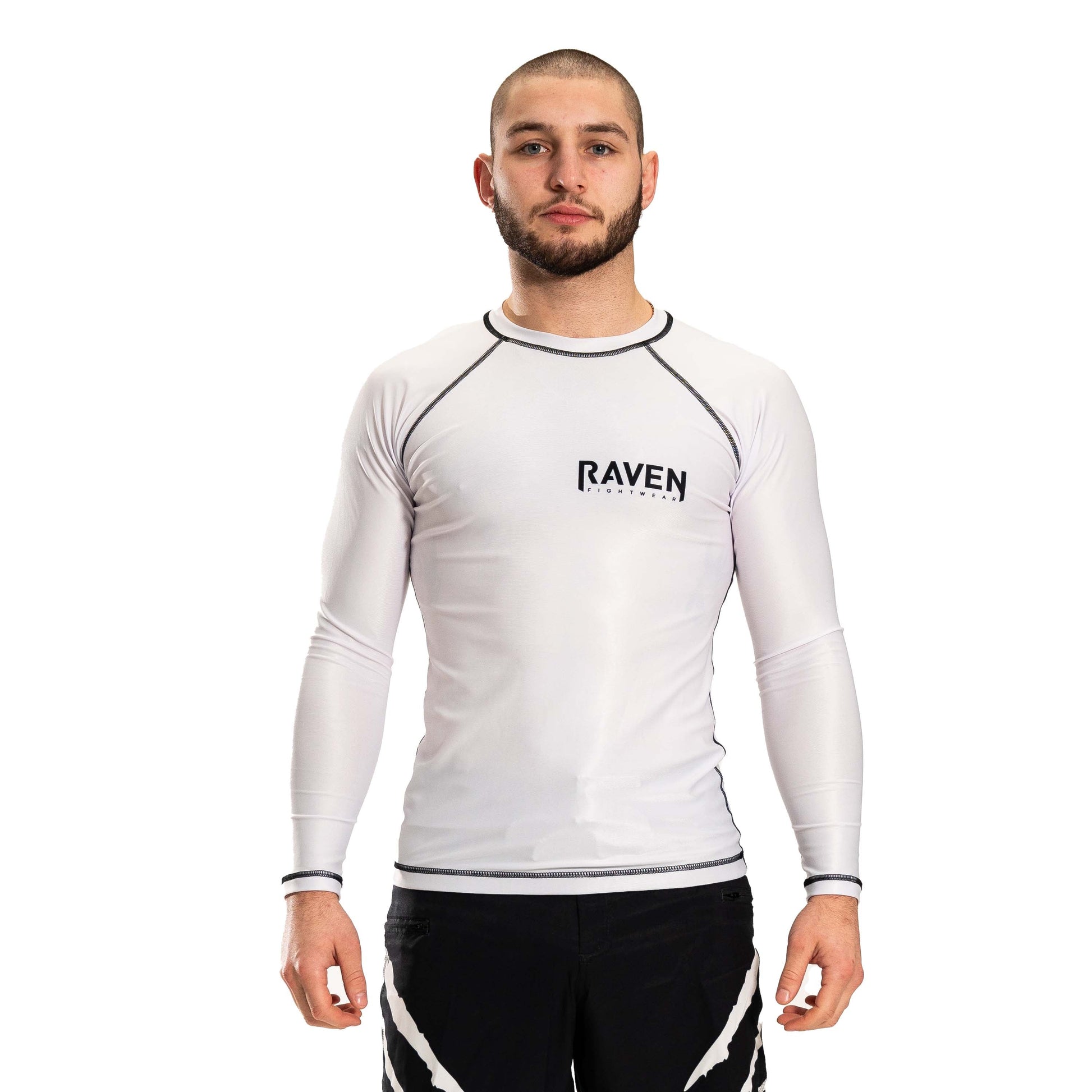 Plain White Men's Long Sleeve Rashguard Front
