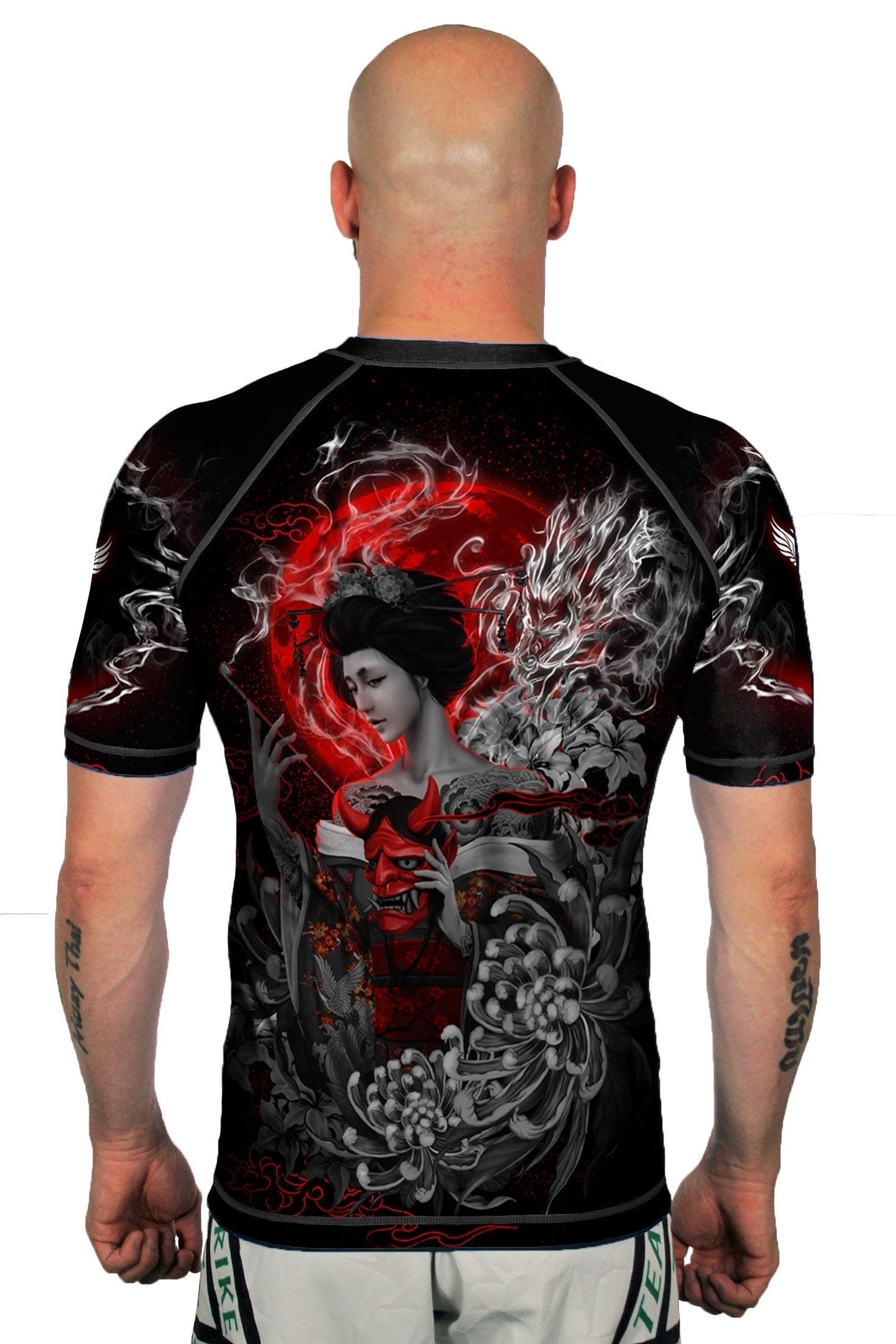 The Illustrated Geisha 2.0 Men's Short Sleeve Rashguard Back
