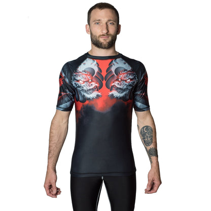 The Illustrated Geisha Men's Short Sleeve Rashguard Front