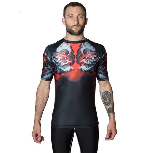 The Illustrated Geisha Men's Short Sleeve Rashguard Front