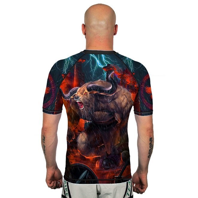 The Minotaur Men's Short Sleeve Rashguard Back