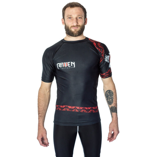 Vipera Red Men's Short Sleeve Rashguard Front